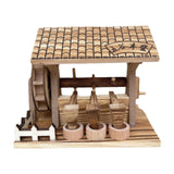 Hand Crank Water Wheel Ornament Adornment Wood Craft for Tabletop Home Decor