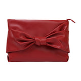 Maxbell Bow Clutch Bag Decoration PU Leather Evening Handbag for Wedding Lady Dating Red