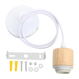 Maxbell Wood Pendant Light Cord E27 Socket Pendant Lamp Fitting for Bar Bedroom Cafe Wood White