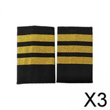 Maxbell 3xAirline Epaulets Traditional with Gold Stripes Officer Shoulder Boards three bars