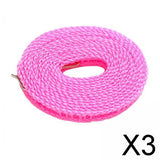 Maxbell 3xClothesline Stretchy Portable Laundry Cord for Garden Camping Accessories RV pink 500cm