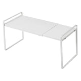 Expandable Cabinet Shelf Storage Rack for Countertop Kitchen Counter Desktop White 24cm H