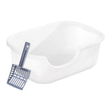 Maxbell Open Top Pet Litter Tray High Sided Splashproof Easy to Clean Litter Box White