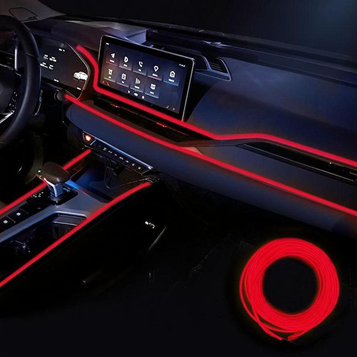Car strip, Universal Serial Bus powered, mood lighting, flexible, atmosphere light Red 100cm