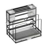 Kitchen Cutlery Holder Sponge Brush Holder for Cutting Board Soap Restaurant Gray