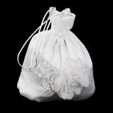 Maxbell 3xSatin Pearl Rhinestone Wedding Bridal Dolly Bag Handbag Ivory 21x22cm