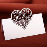 Maxbell 50 Laser Cut Delicate Heart Name Place Cards Wedding Guest Table Cards White