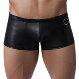 Maxbell Sexy Stretch Boxer Brief Men Faux Leather Fashion Wet Look Underwear Black L - Aladdin Shoppers