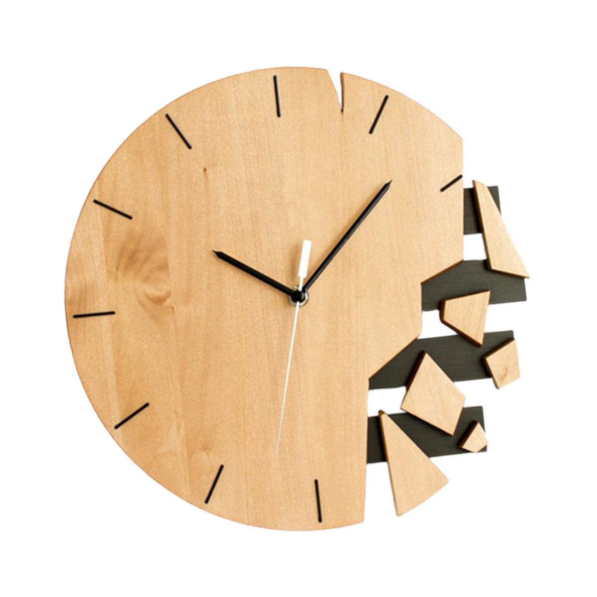 Maxbell Maxbell Round Hanging Clocks Shelf Modern Abstract Art Wall Clock Wooden Wall Clocks Light Yellow