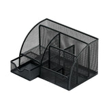 Maxbell Mesh Pen Holder Multipurpose Sturdy 6 Compartments for Office Classroom Pens black