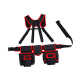 Maxbell Tool Belt with Suspenders Dad Gift Pack Organizer for Adults Family Plumbing Black Red