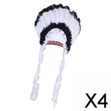 Maxbell 4xFeather Headdress Indian Hat Headwear for Performance Party Carnival Costume Style B