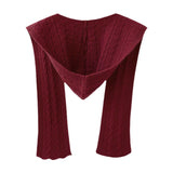 Maxbell Scarf with Hoodie Windproof Casual Winter Balaclava for Women Walking Female Dark Red