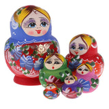 Maxbell Handcrafted Chromatic Wooden Russian Nesting Doll Babushka Matryoshka Stacking Dolls Set Birthday Gift Festival Decor 10 Pieces - Aladdin Shoppers