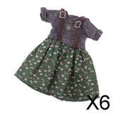 6xHandmade Adorable Doll Costume Strap Floral Dress for 1/6 BJD Blythe Dolls