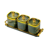 Maxbell Dried Fruit Plate Food Storage Box Wedding Nuts Plate for Home Party Holiday Fruit Green 3 Grids