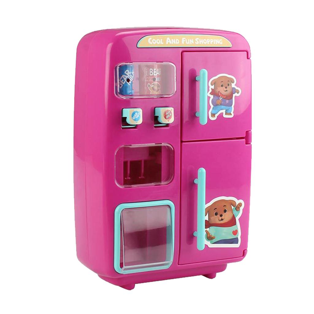 Maxbell Simulation Refrigerator Vending Machine Pretend Play Kitchen Toy Gifts Pink