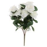 Maxbell Artificial French Rose Flower Bouquet Wedding Home Floral Decor White