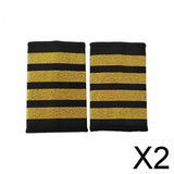 Maxbell 2xAirline Epaulets Traditional with Gold Stripes Officer Shoulder Boards four bars