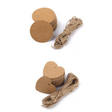 Maxbell 200 Round & Heart Kraft Paper Hang Tags Label Wedding Birthday Gift Card String