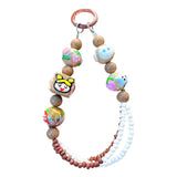 Maxbell Beaded Keychain Pendant Cute Keychain Wristlet for Women Gift Backpack Purse Brown