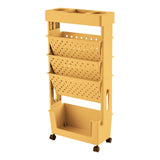 Maxbell Mobile Bookshelf Cart Organizer Study Room Kids Rolling Bookcase with Wheels Yellow