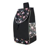 Maxbell Folding Shopping Cart Replacement Bag Drawstring Home Trolley Cart Spare Bag Black Flower