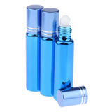 Maxbell Maxbell 3x Empty Refillable Container Essential Oil Roller Bottles Vials 10ml Blue
