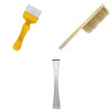 Maxbell Wooden Handle Pig Bristle Beekeeping Brush + Uncapping fork+ Hive Scraper Tool