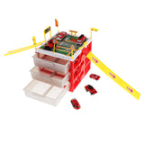 Maxbell Maxbell Mini Parking Lot Building Play Set Toy Garage Car Storage Box with City Traffic Map Assembling Children Educational Toy Birthday Gift –Fire Engine