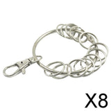 Maxbell 8xLarge Round Alloy Key Chain Keyring Holder Silver