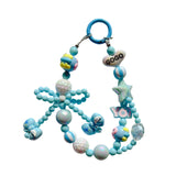 Maxbell Beaded Keychain Phone Charm Backpack Accessories Keyring for Kids Women Gift blue