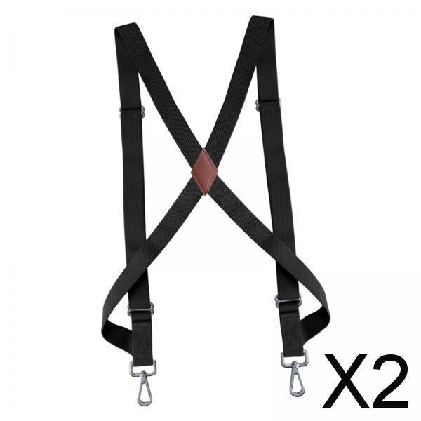 Maxbell 2xMens Womens Suspender X Shaped Elastic Straps Hook Suspenders Adjustable Black
