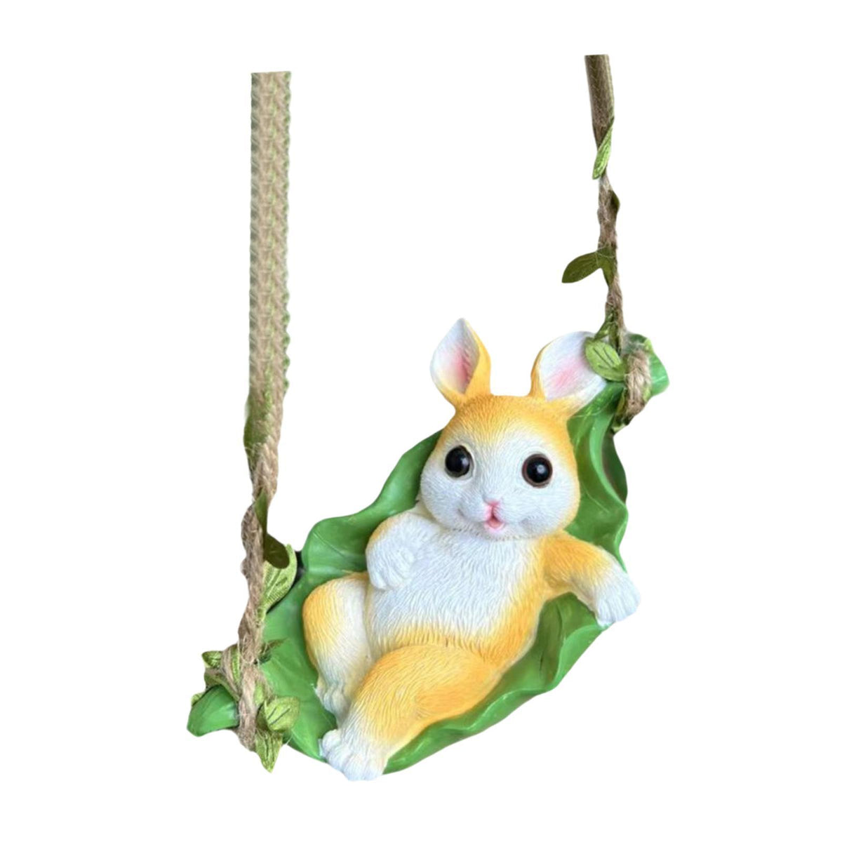 Maxbell Swing Garden Rabbit Statue Resin Swinging Rabbit Statue for Yard Living Room