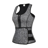 Men Sauna Vest Waist Trainer Neoprene Sweat Tank Top Zipper Tummy Gray L