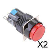 Maxbell 2x16mm DC 12V Momentary Latching Push Button Self-Lock LED Light Switch Red
