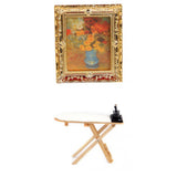 Maxbell Dollhouse Miniature Flower Oil Painting Wall Picture, Iron With Ironing Board