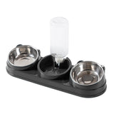 Maxbell Triple Cat Bowls 15°tilted Cat Food Water Bowl for Hamster Small Dogs Kitten dark gray