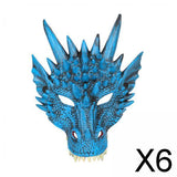 Maxbell 6xDragon Mask Scary Dinosaurio Animal Mask for Stage Performances Wedding Prom Blue