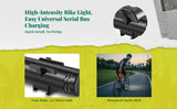 Bike Headlight, high-lumen light-emitting diode, Universal Serial Bus rechargeable, night riding, waterproof T6 Front+096 Tail other