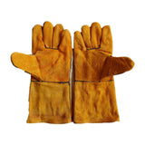 Maxbell PU Leather Welding Gloves Fire Resistant Work Gloves for Build Oven Grilling Yellow