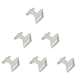 Maxbell 6Pcs Mens Square Round Blank Setting Base Pad CuffLink DIY Cabochon Cufflink
