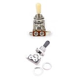 Maxbell 2x Cream/Black Tip 3-way Toggle Switch Tip for Les Paul Electric Guitar Silver
