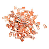 Maxbell 3x100 Pcs Folding Crimps Cord Thong End Connectors 10mm Rose Gold