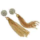 Maxbell Maxbell 2pcs Crystal White Beads Gold Tassel Pendant Necklace Earring Jewelry Making