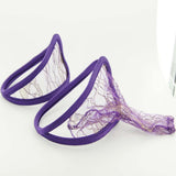 Maxbell Sexy 2pcs Lovers' Men Women C-string Mesh Thong Visible Underwear Panty w/Wave Pattern Purple