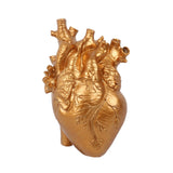 Maxbell Resin Figurine Indoor Decoration Heart Statue for Bookshelf Office Fireplace Gold