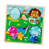 Maxbell Wood Puzzle Gifts Portable Hands on Learning Fine Motor Skills Jigsaw Puzzle Dinosaur