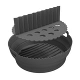 Maxbell Foldable Silicone Air Fryer Liner Replacement Round Air Fryer Silicone Liner Black with Divider