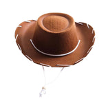 Maxbell 5xFelt Cowboy Hat Cowgirl Hats with Wind Lanyard Sunhat for Holiday Dress up Brown